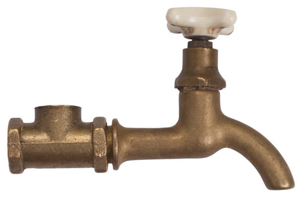 istock Ancient vintage bronze tap isolated on white. 905332642