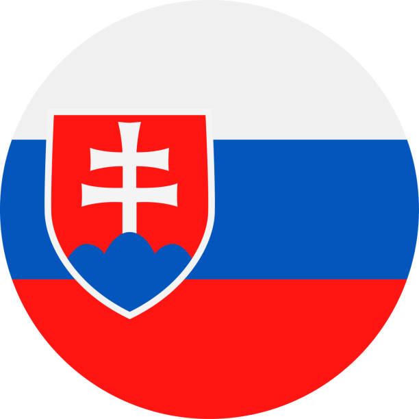 ラウンド フラット アイコン スロバキア旗ベクトル - slovak flag点のイラスト素材／クリップアート素材／マンガ素材／アイコン素材