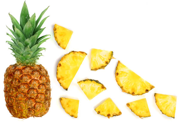 istock Sliced pineapple isolated on white background with copy space for your text. Top view 905336088