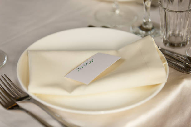 istock Decoration and table appointments in restaurant or cafe for lunch, dinner or celebrating marriage, wedding and other event and party. Beautiful table setting 905336990