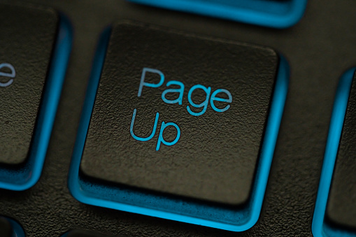 Key page up macro. Computer Keyboard pc or laptop with backlight.