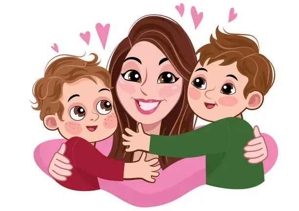 Vector illustration of Mother of Two