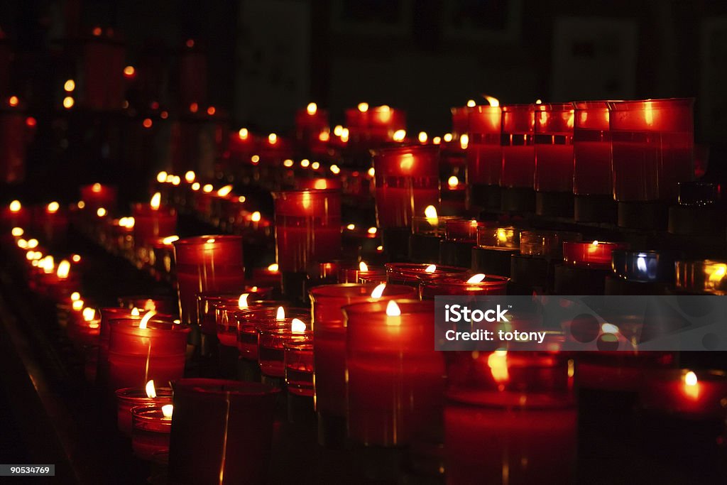 Red candles in church  Candle Stock Photo