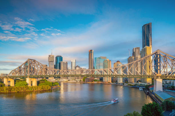istock Brisbane city skyline and Brisbane river 905347858