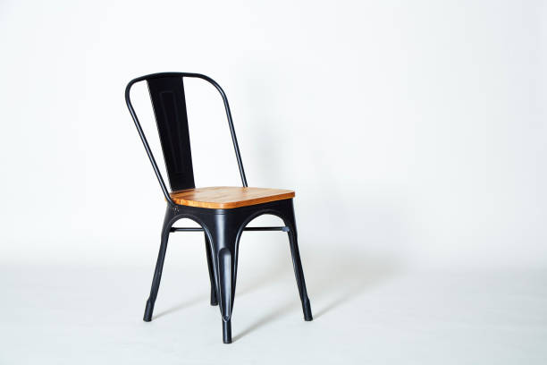 istock Steel chair with light wood 905355108