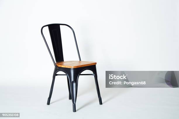 Steel Chair With Light Wood Stock Photo - Download Image Now - Chair, Metal, Cut Out