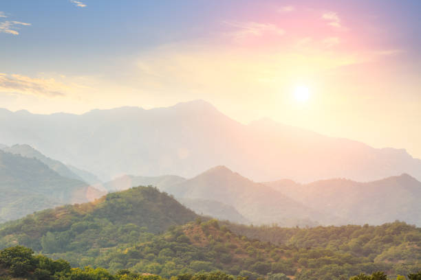 istock mountain valley fog and clouds landscape at sunset,china 905364456