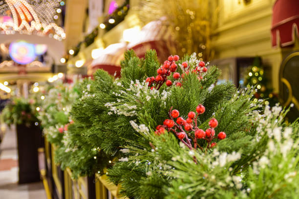 istock Beautiful and bright new year and Christmas tree decorations 905365324
