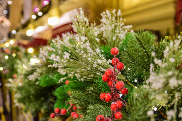 istock Beautiful and bright new year and Christmas tree decorations 905365364