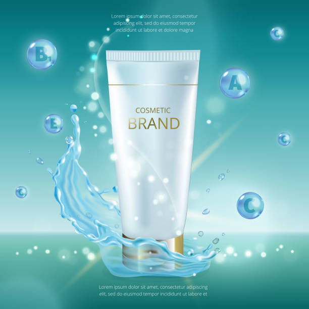 istock Cream with vitamins, serum and coenzyme Q10. Cosmetic ads template. Stock vector illustration. 905376230