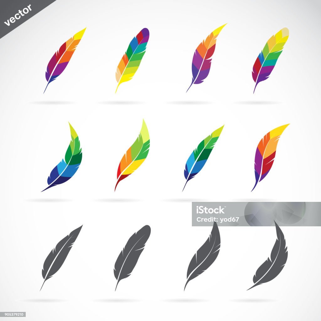 Vector group of feathers icon design on white background. Easy editable layered vector illustration. Feather stock vector