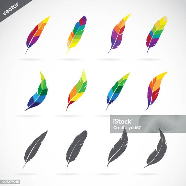 Vector Group Of Feathers Icon Design On White Background Easy Editable Layered Vector Illustration Stock Illustration - Download Image Now