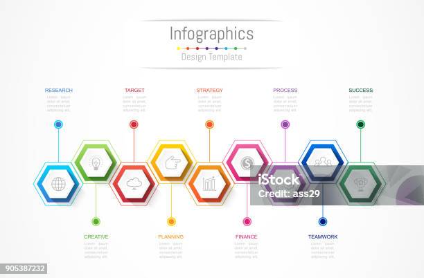 Infographic Design Elements For Your Business Data With 9 Options Parts Steps Timelines Or Processes Vector Illustration Stock Illustration - Download Image Now