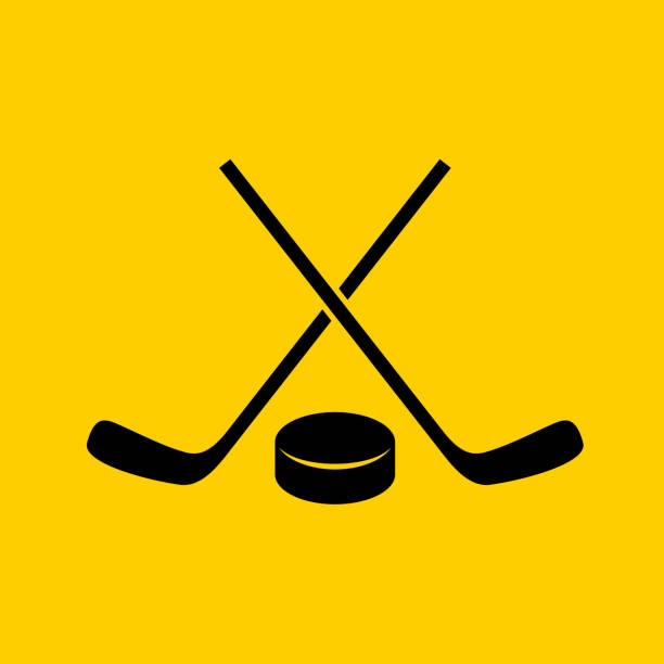 хоккейная клюшка и шайба. - ice hockey hockey stick field hockey roller hockey stock illustrations