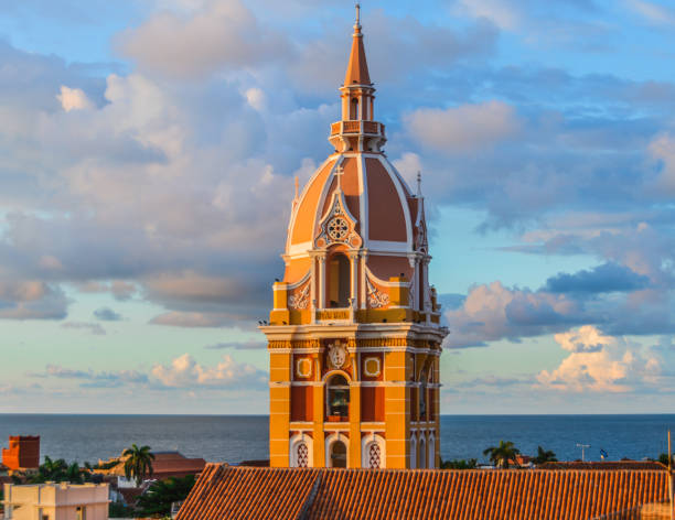 Colorful colonial architecture in Cartagena, Colombia stock photo