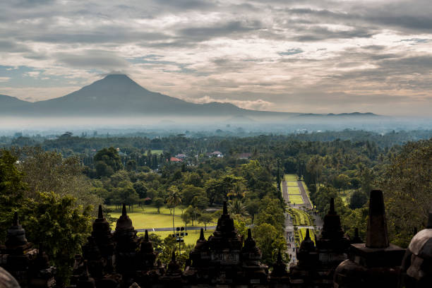 View from Borobudur Temple stock photo