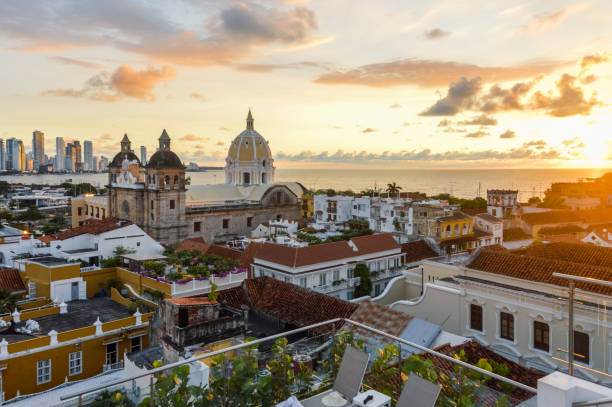 Sunset in Cartagena, Colombia stock photo