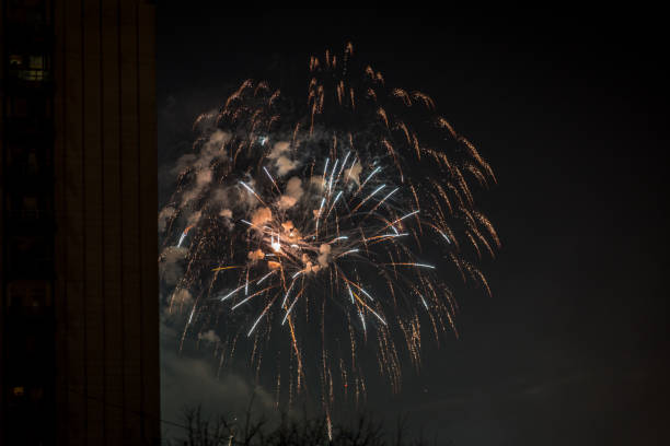 istock Brightly colorful fireworks in the night sky 905401796