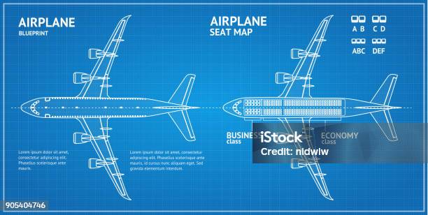 Ilustración de Vista Superior De La Plan De Modelo De Avión Vector De y más Vectores Libres de Derechos de Avión