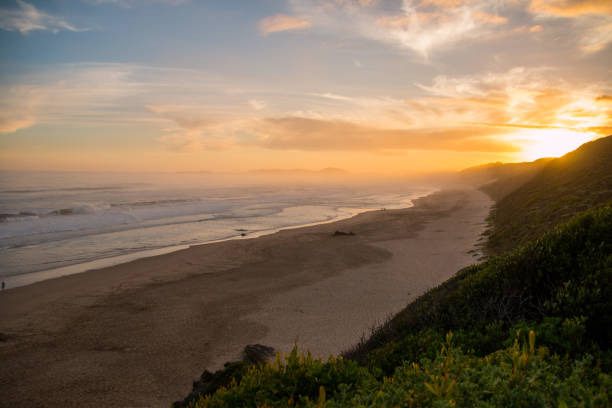 istock Coastline sunset from high point of view 905413086