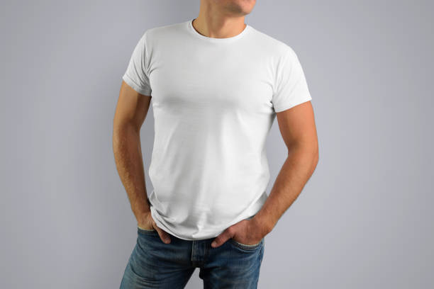 istock Mockup white T-shirt on a young muscular guy 905413128