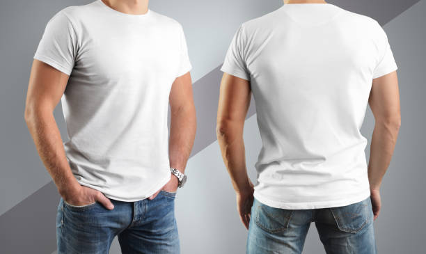 Mockup  white t-shirts on the man, pose in front and back.