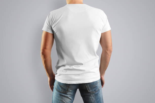 istock Mockup   white T-shirt on a young mildew view from the back 905413512