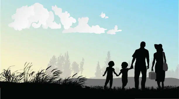 Vector illustration of Family Of Four Picnic