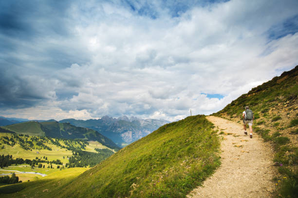 istock Senior man trail hiking on the mountain 905420314