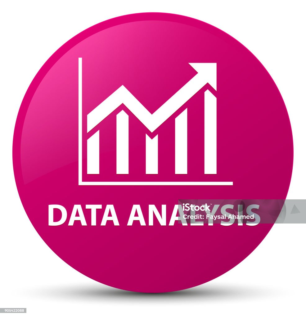 Pinkstats Data Analysis Pink Round Button Stock Illustration - Download Image Now ...