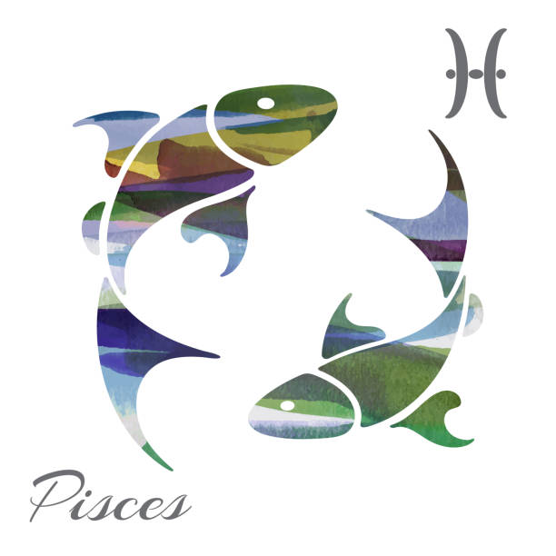 ilustrações, clipart, desenhos animados e ícones de simbolo do zodíaco pisces - pisces