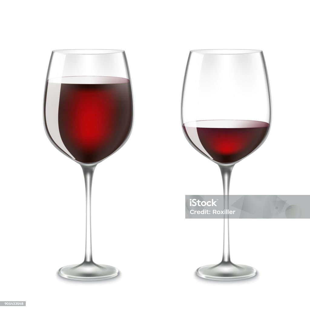 Transparency wine glass. Transparency wine glass. almost Empty and full. 3d realism, vector icon Wineglass stock vector