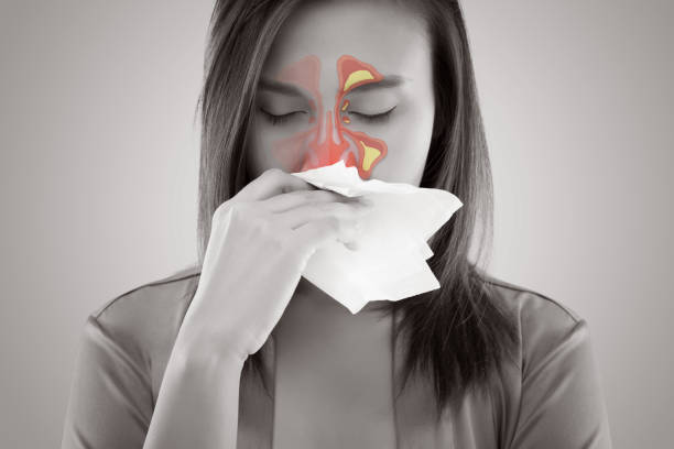 Women Feeling Unwell And Sinus stock photo