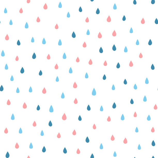 Cartoon rain drops. Seamless pattern with colored raindrops. vector art illustration
