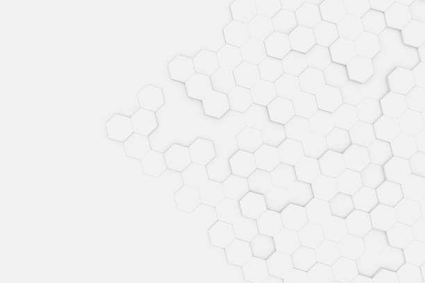 hexagonal, honeycomb abstract 3d background - white molecule imagens e fotografias de stock