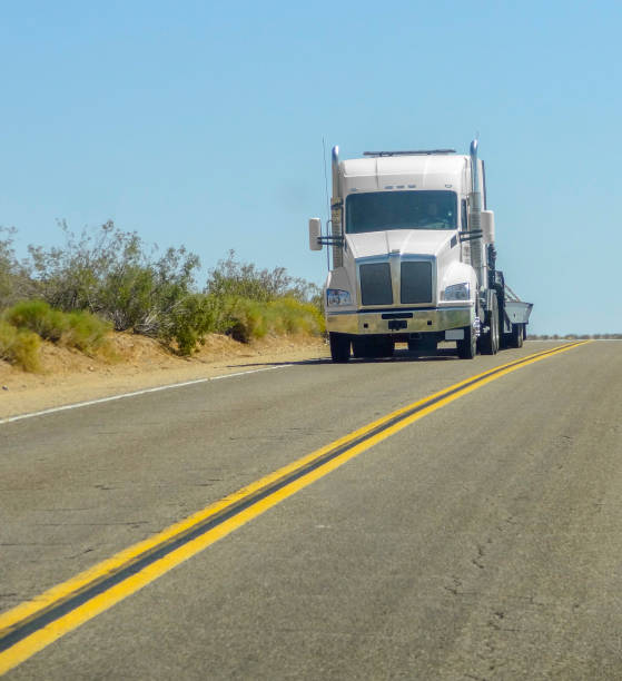 sunny scenery showing a truck on the road seen in USA