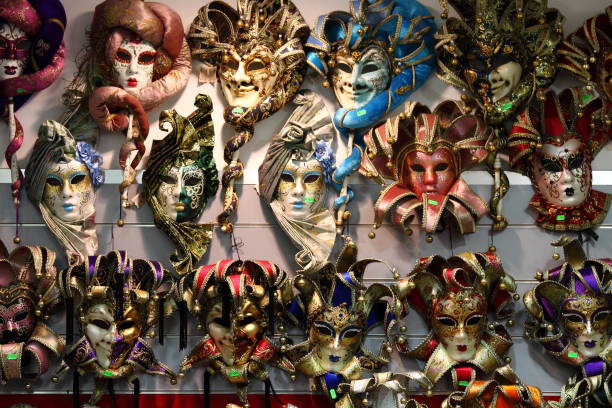 istock Rows of venetian carnival masks 905445872