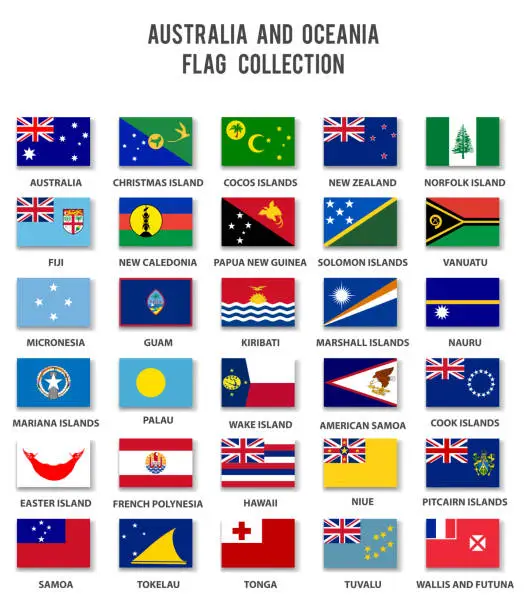 Vector illustration of Australia and Oceania Flag Collection