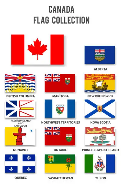 Vector illustration of Canada Provinces Flag Collection