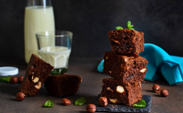 istock Classical American dessert - chocolate brownie with nuts. 905449380