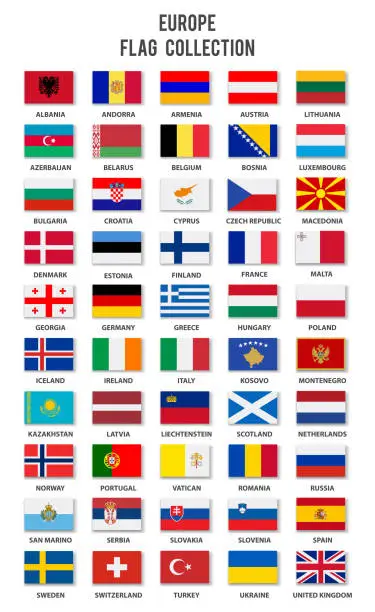 Vector illustration of Europe Flag Collection - Complete