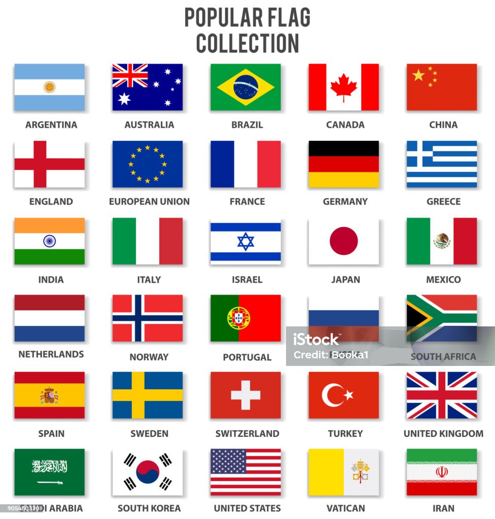 Самая популярная коллекция флагов - Векторная графика Флаг роялти-фри