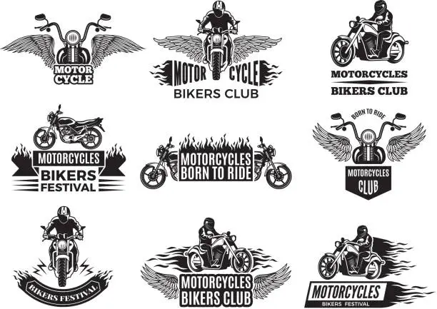 Vector illustration of Motorbike illustrations. Logos for bike club