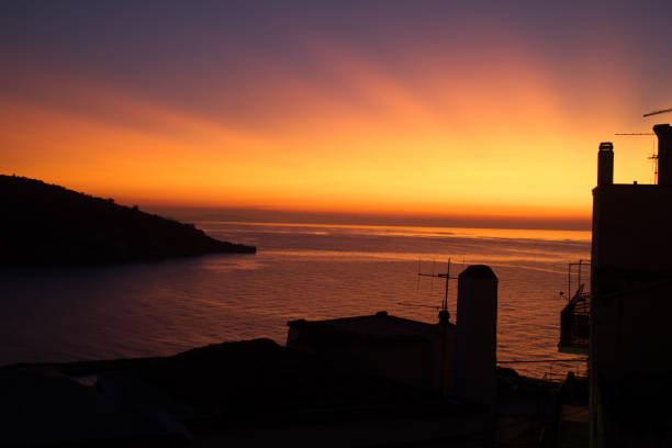 sunset in the famous Peschici, in the region of Gargano, Apulia, Italy.