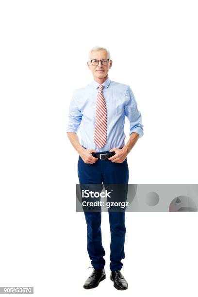 Handsome Senior Man Portrait Stock Photo - Download Image Now - White Background, Businessman, Men