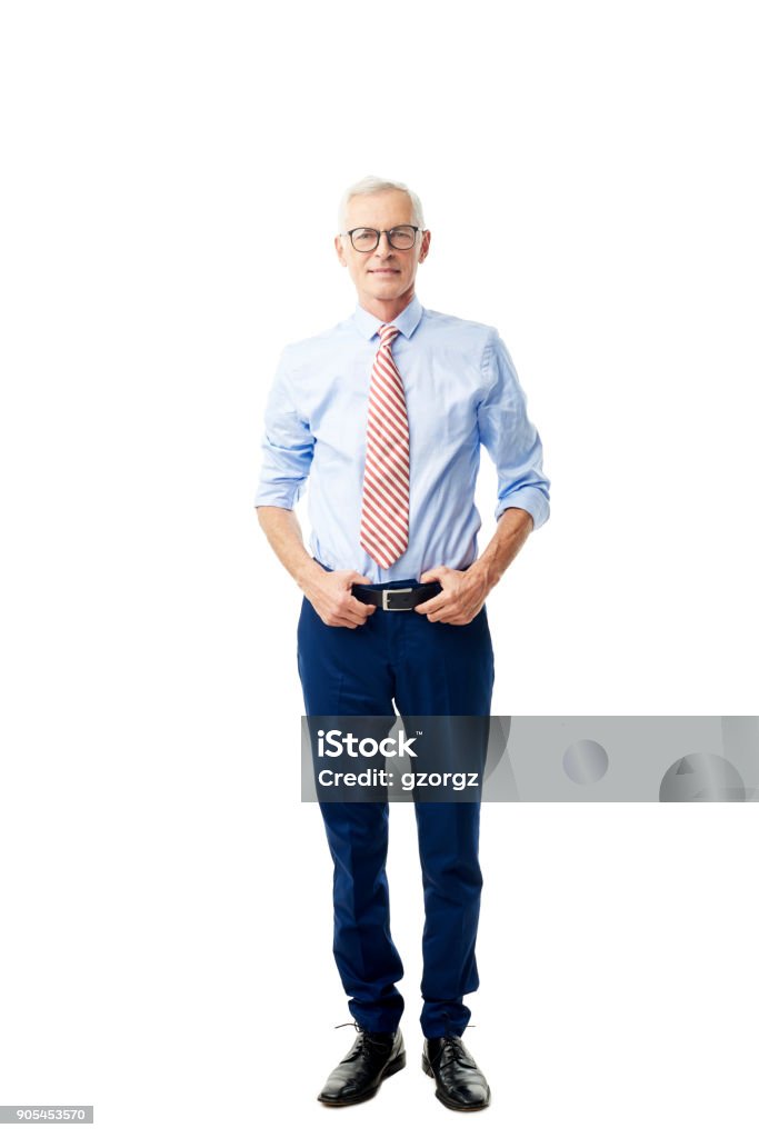 Bonito homem sênior Retrato  - Foto de stock de Fundo Branco royalty-free