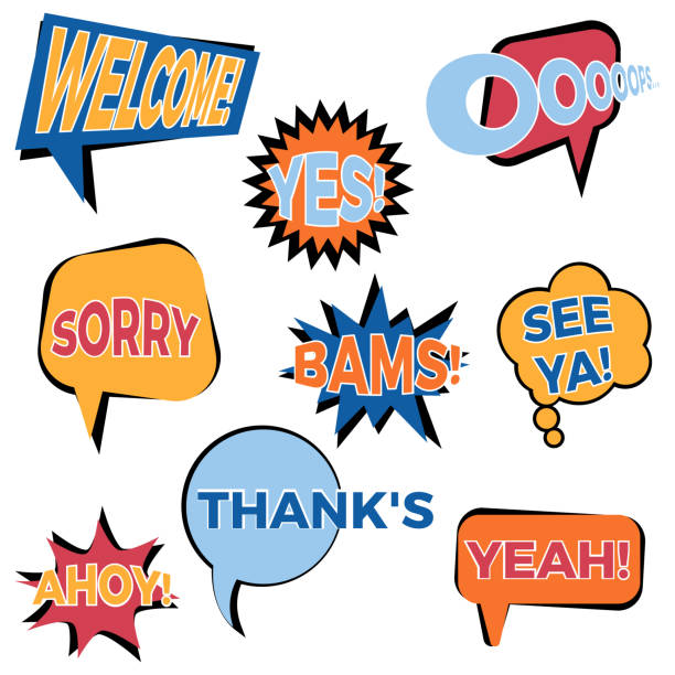 istock Set of nine cartoon comic balloon speech bubbles in flat style 905458354