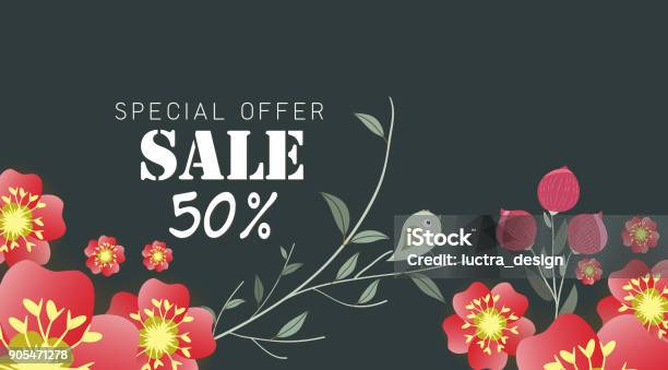 Spring Sale Banner With Paper Flowers On A Yellow Background Vector Illustration Banner Perfect For Promotions Magazines Advertising Web Sites Stock Illustration - Download Image Now