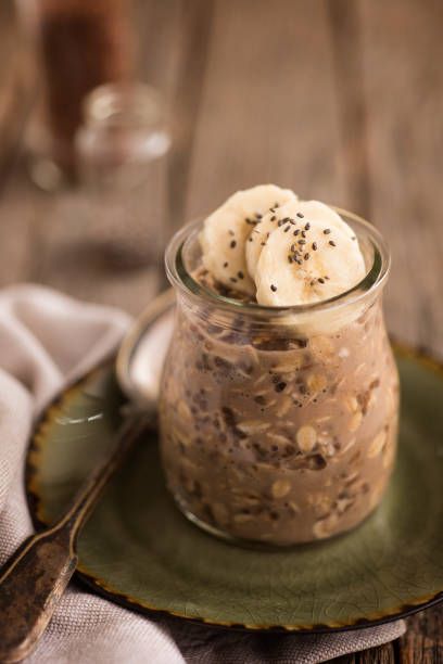 istock Overnight oats with chia seeds and banana 905471748