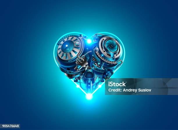 Valentin En Style Technologie Robots Industrie Cybernétique Et Des Sciences Cardiaques Mécaniques Vecteurs libres de droits et plus d'images vectorielles de Coeur - Symbole d'une idée